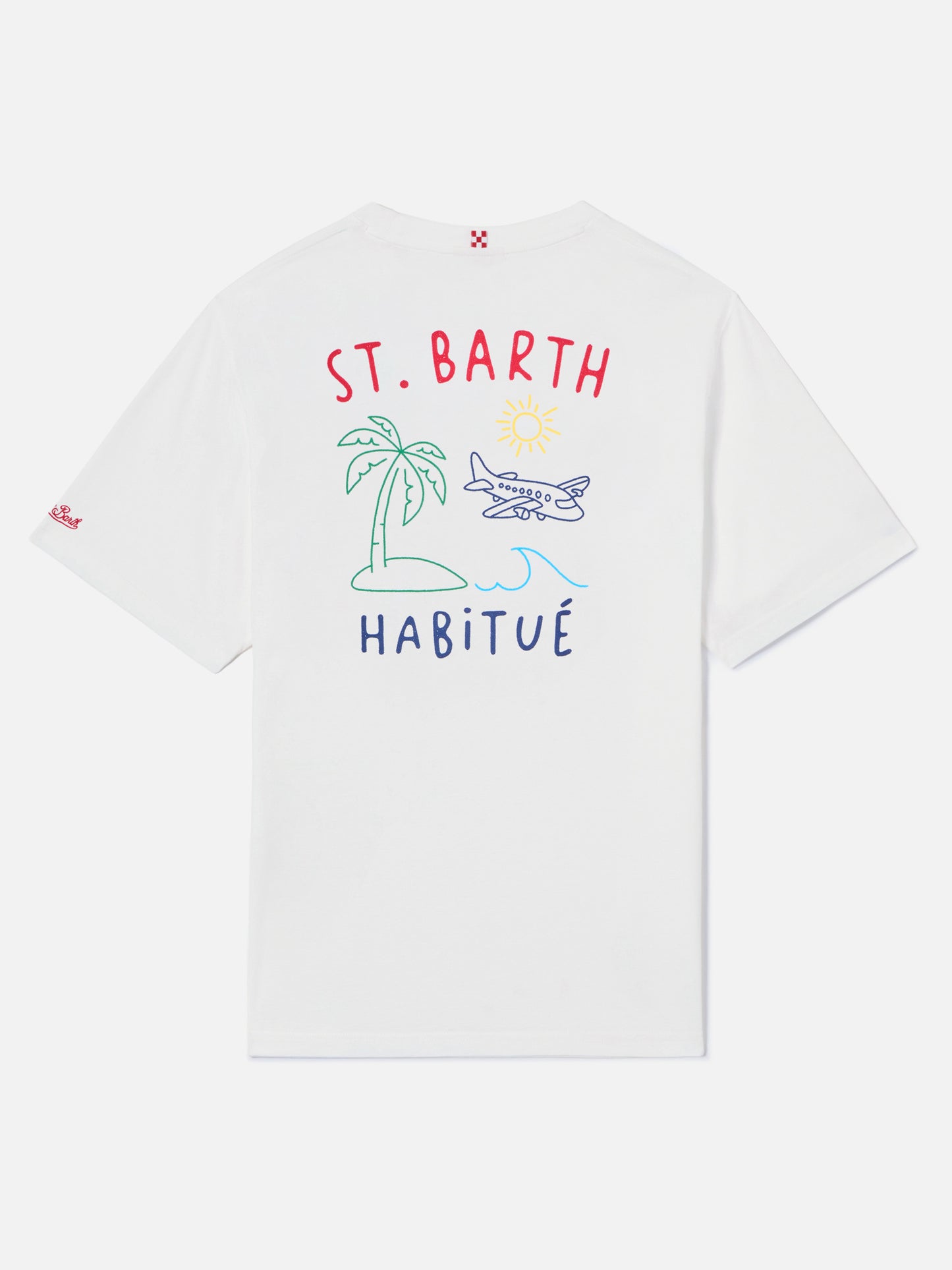 T-shirt Portland bianca con ricamo St. Barth Habitué