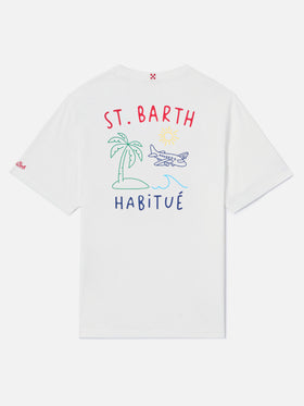 T-shirt Portland bianca con ricamo St. Barth Habitué