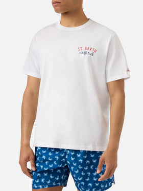 T-shirt Portland bianca con ricamo St. Barth Habitué