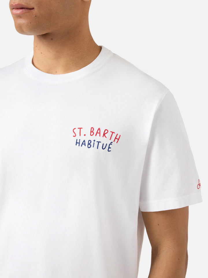 T-shirt Portland bianca con ricamo St. Barth Habitué