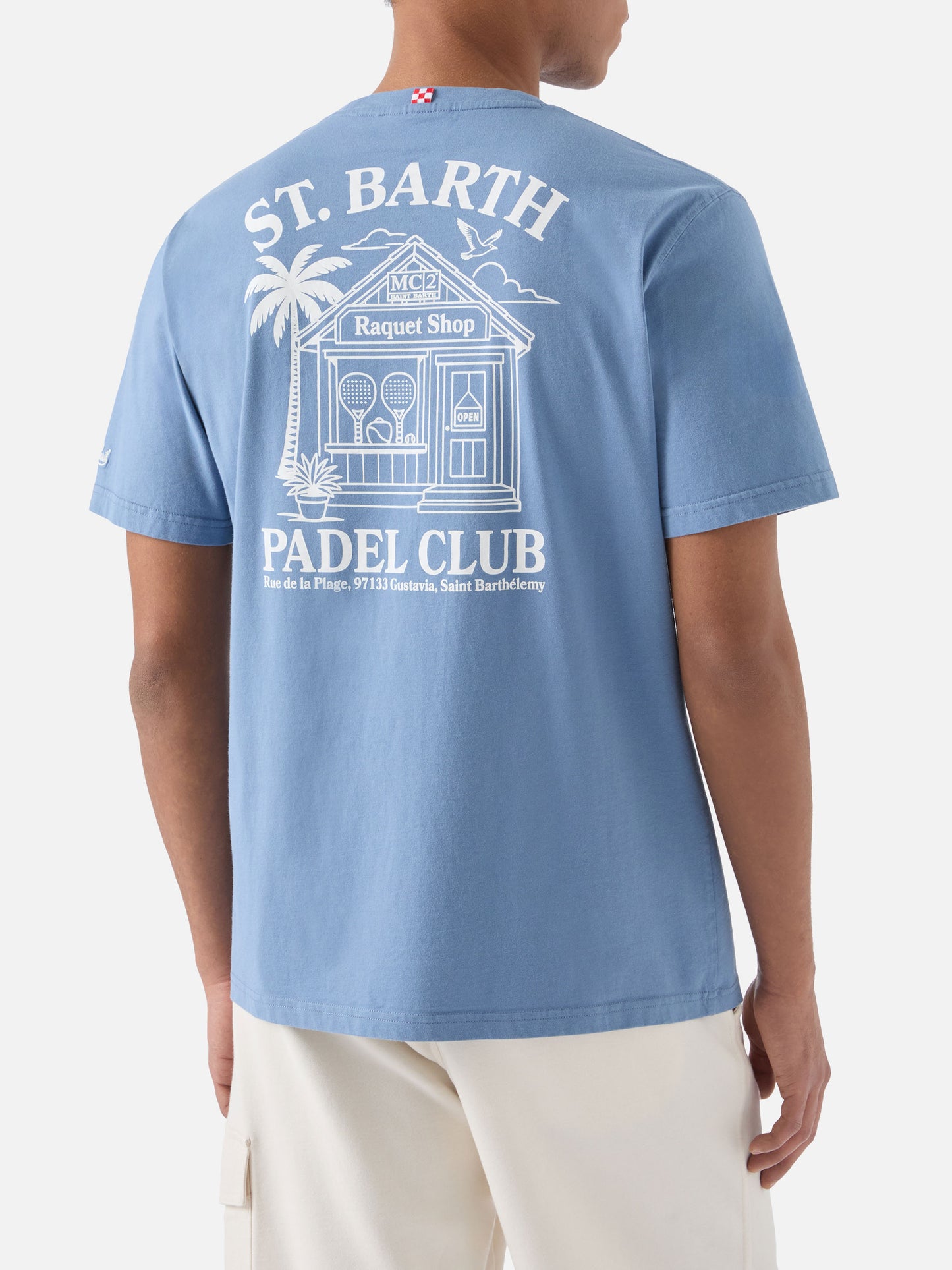 T-shirt Portland azzurra con illustrazione St. Barth Padel Club
