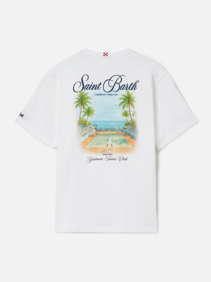 T-shirt Portland bianca con stampa Caribbean Tennis Cup