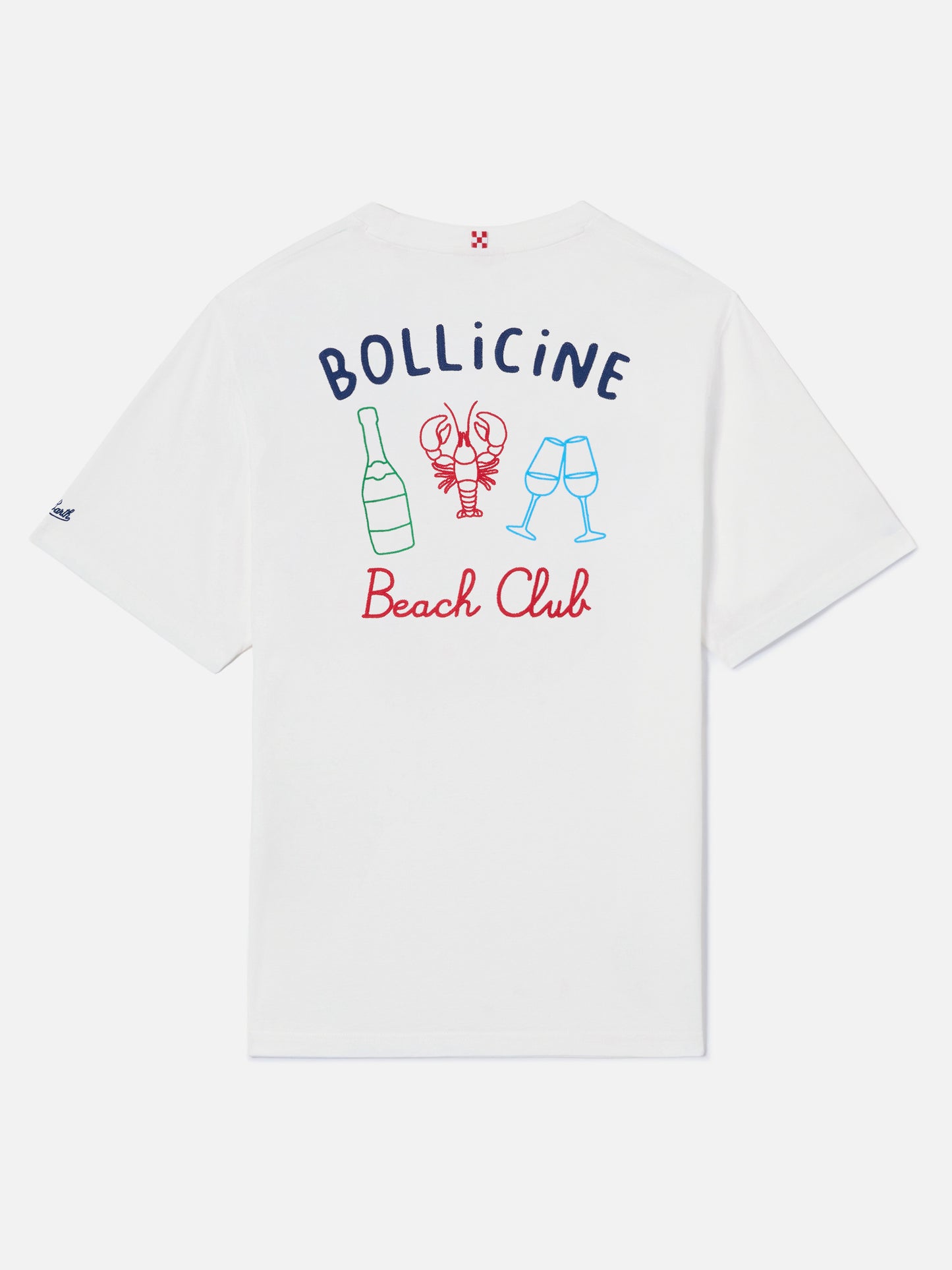 T-shirt Portland bianca con ricamo Bollicine Beach Club