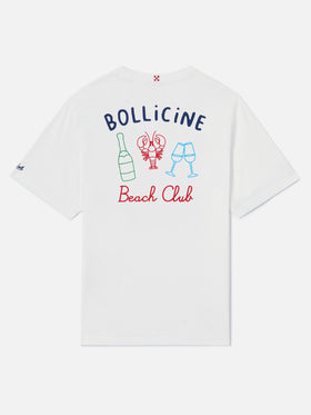 T-shirt Portland bianca con ricamo Bollicine Beach Club
