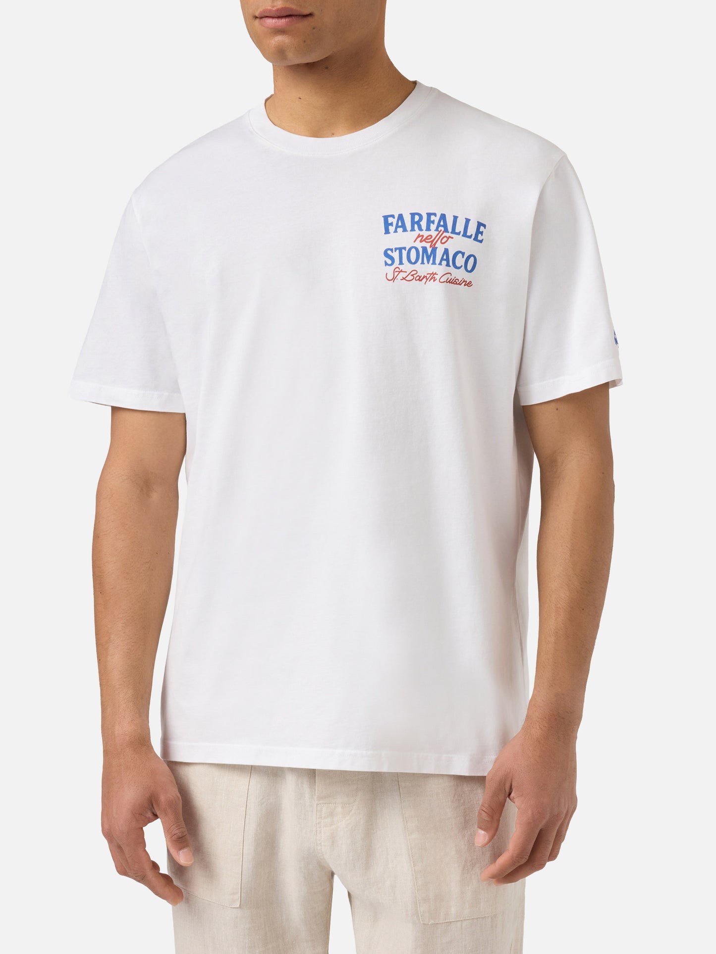 T-shirt Portland bainca con stampa Farfalle Nello Stomaco