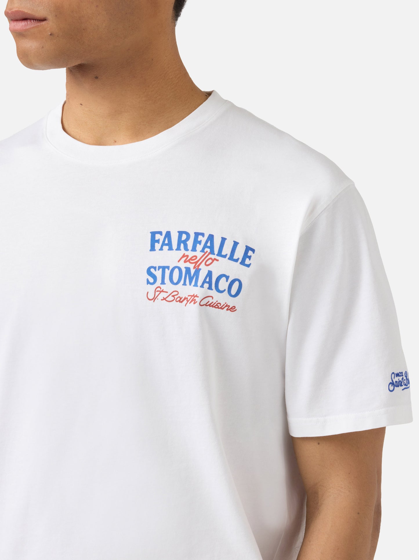 T-shirt Portland bainca con stampa Farfalle Nello Stomaco