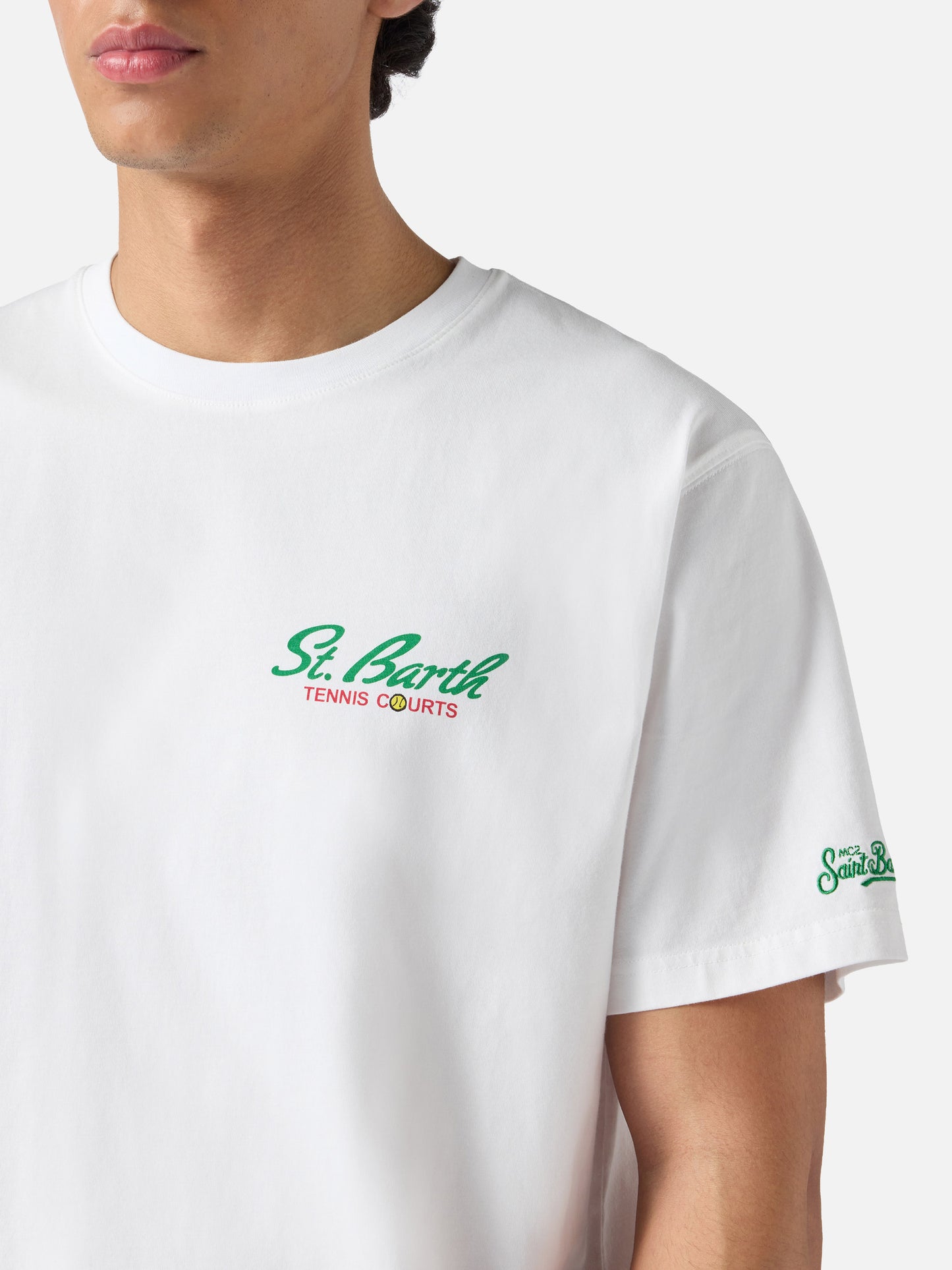 White Portland t-shirt with Snoopy Tennis Court illustration | Special Edition