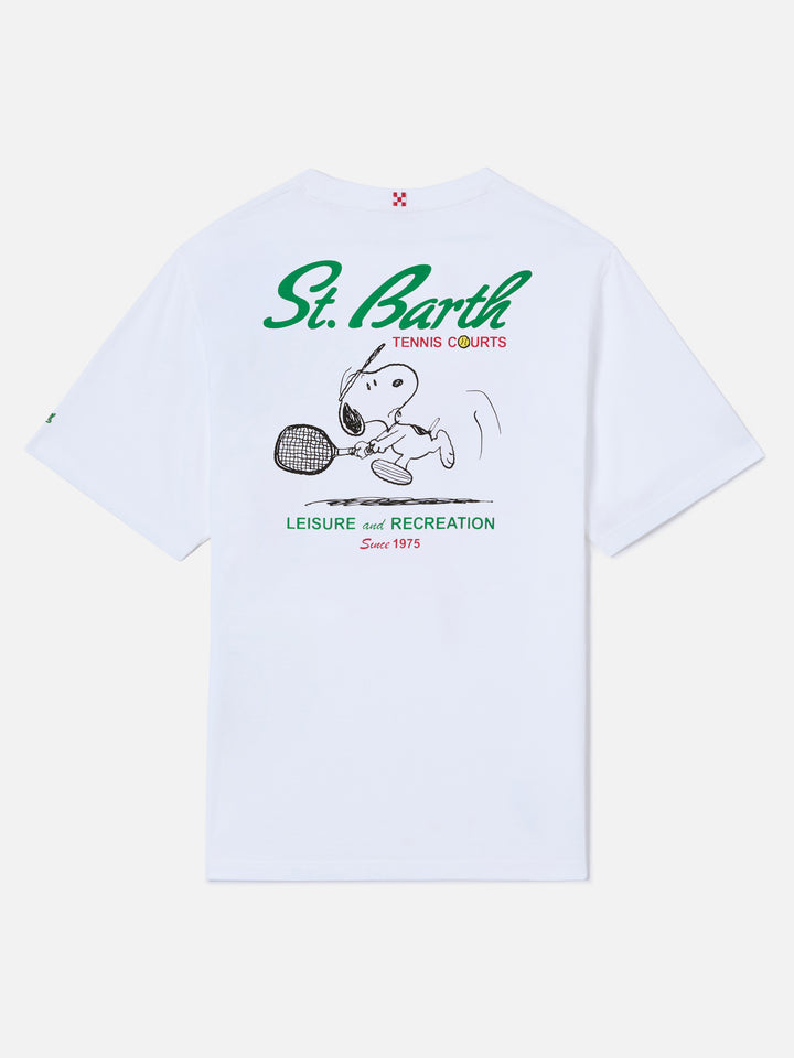T-shirt Portland bianca con illustrazione Snoopy Tennis Courts | Special Edition