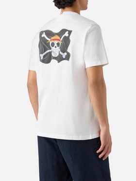 T-shirt Portland bianca con ricamo One Piece Luffy | Specia Edition