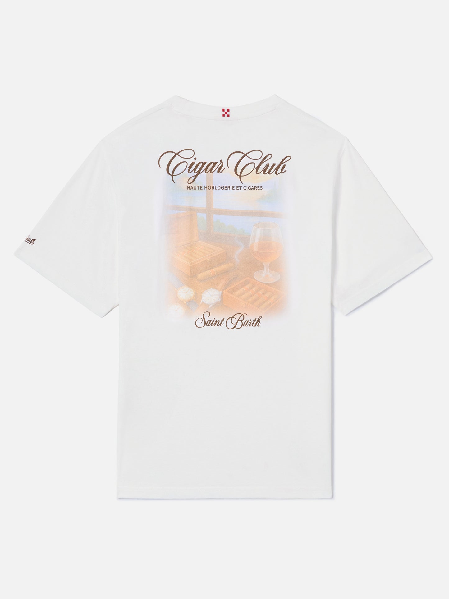 T-shirt Portland bianca con stampa Cigar Club