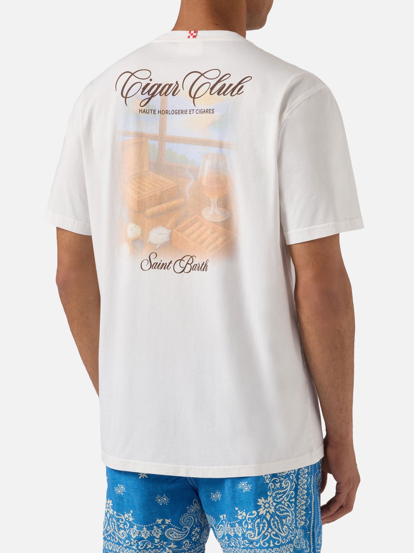 T-shirt Portland bianca con stampa Cigar Club