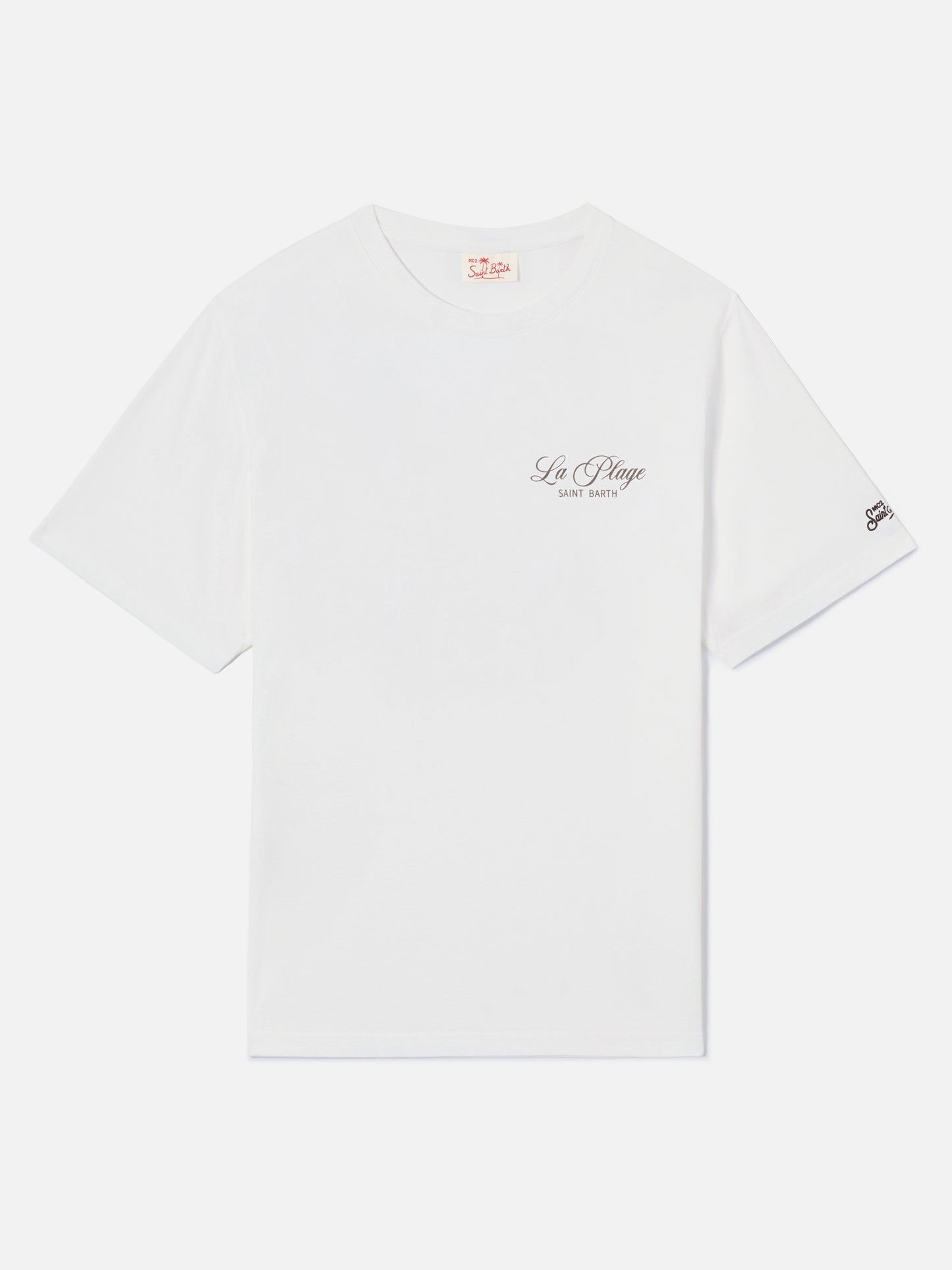 T-shirt Portland bianca con stampa La Plage