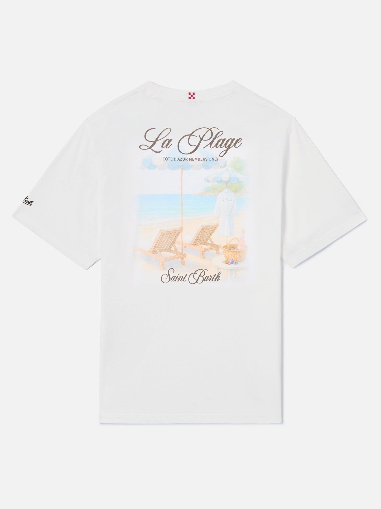 T-shirt Portland bianca con stampa La Plage