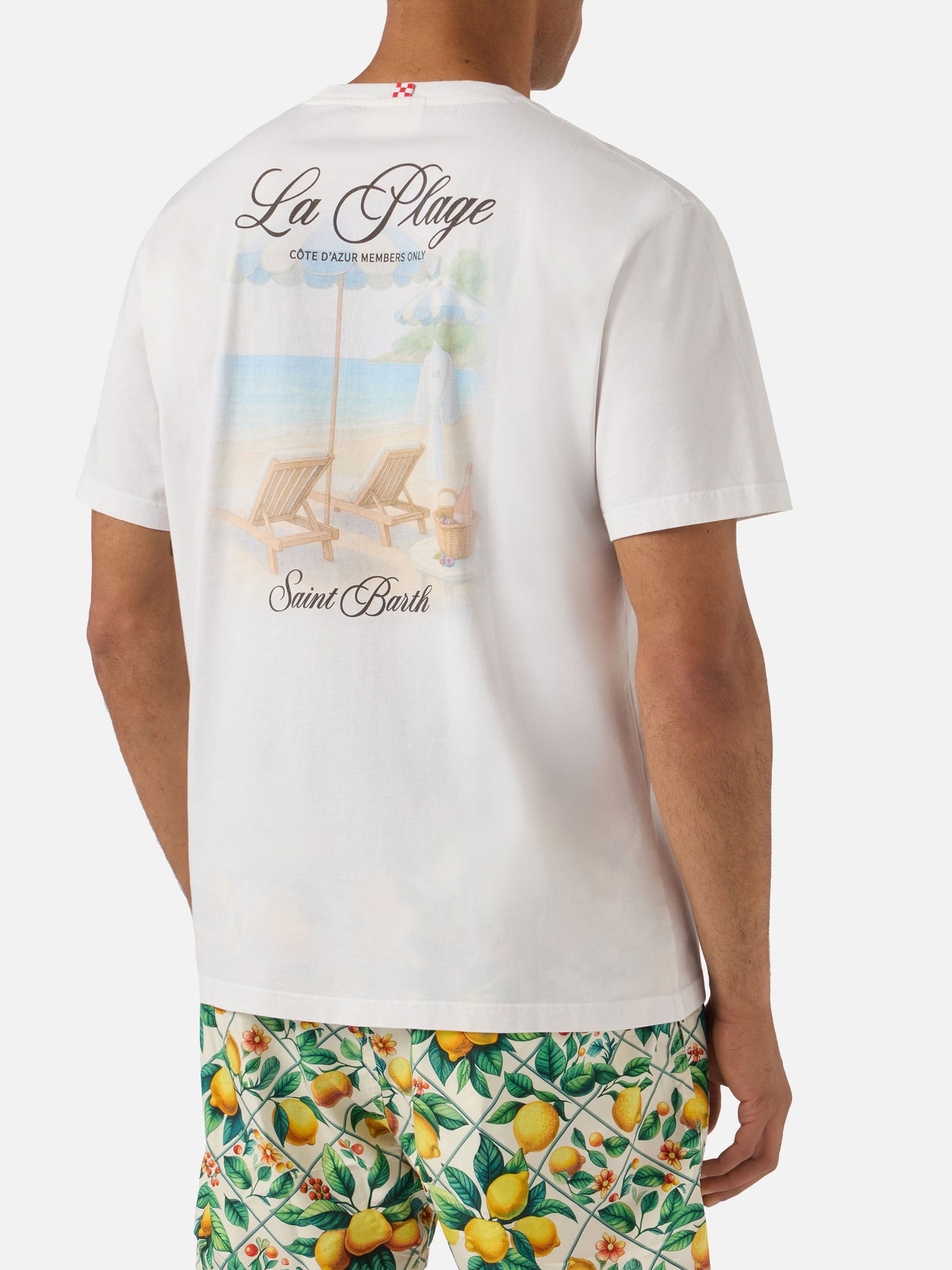 T-shirt Portland bianca con stampa La Plage