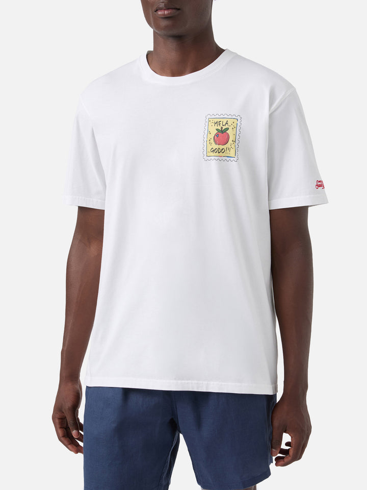 T-shirt Portland bianca con illustrazione Mela Godo