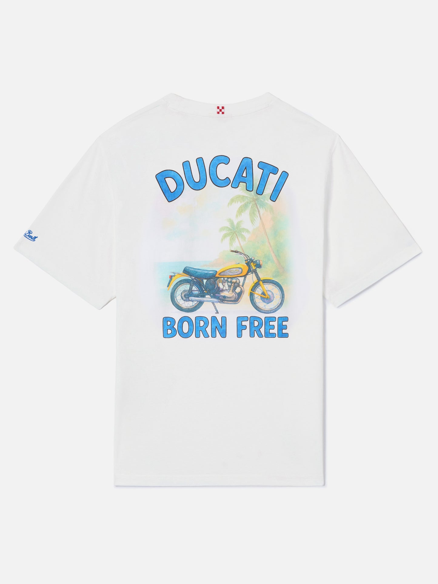T-shirt Portland bianca con stampa Ducati Born Free | Edizione Speciale