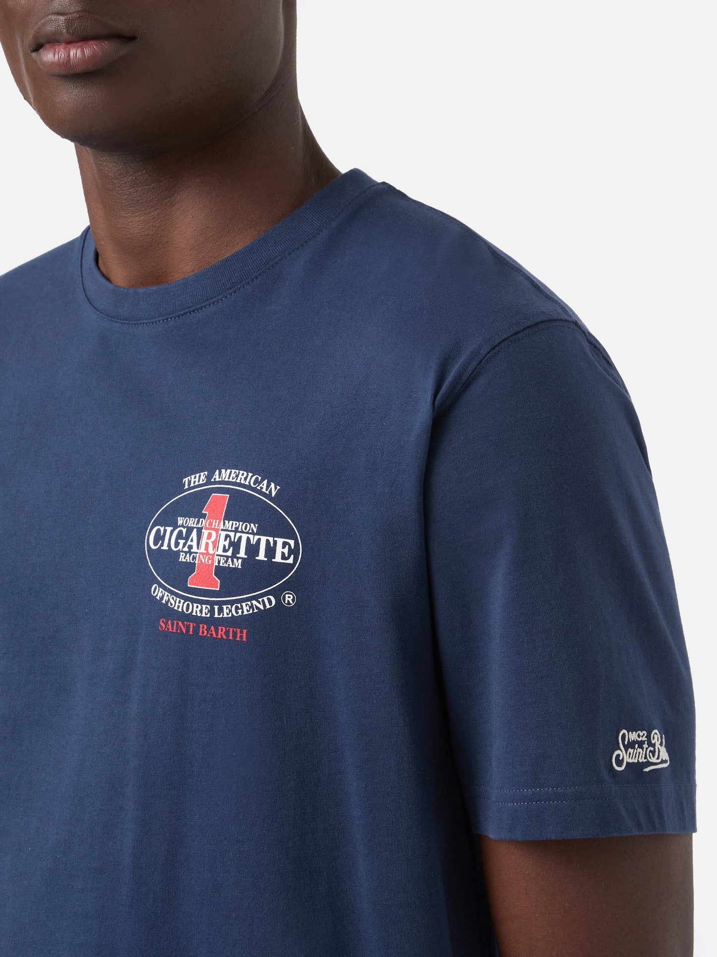 Blue Portland t-shirt with Cigarette Racing print | Special Edition
