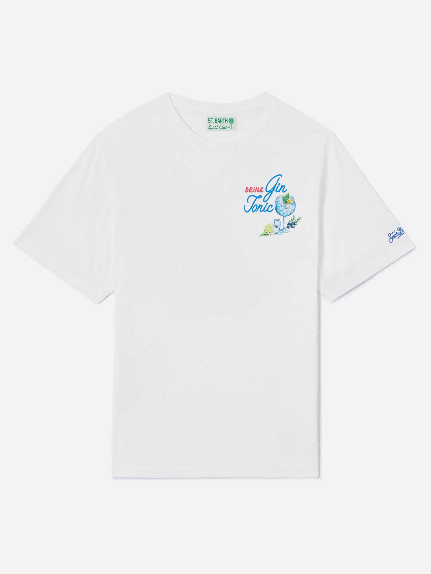 T-shirt Portland bianca con illustrazione Gin Tonic Drink