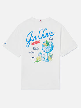 T-shirt Portland bianca con illustrazione Gin Tonic Drink