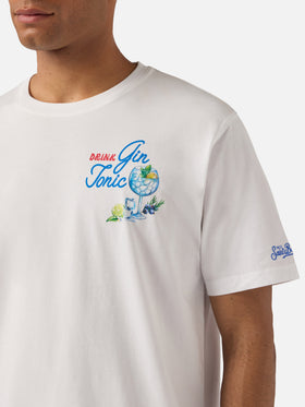 T-shirt Portland bianca con illustrazione Gin Tonic Drink