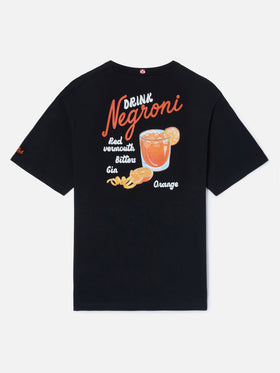 Black Portland t-shirt with Negroni Drink illustration