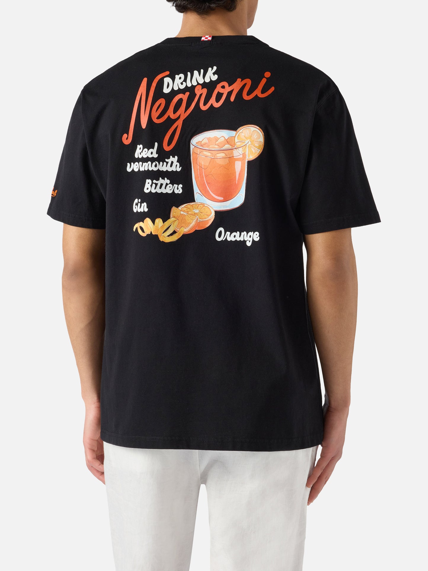 Black Portland t-shirt with Negroni Drink illustration