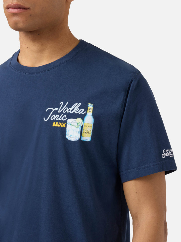 T-shirt Portland blu con illustrazione Vodka Tonic Drink