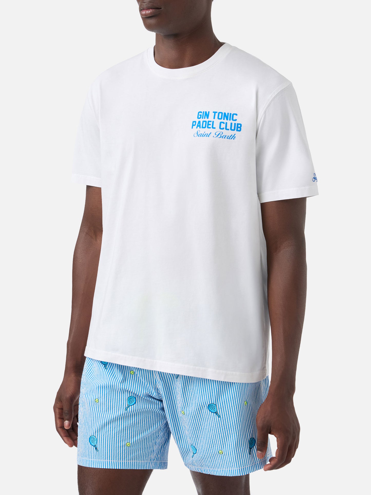 T-shirt Portland bianca con illustrazione Gin Tonic Padel Club