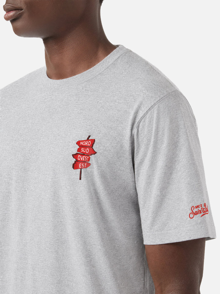 T-shirt portland grigia con grafica Nord Sud Ovest Est | 883 SPECIAL EDITION