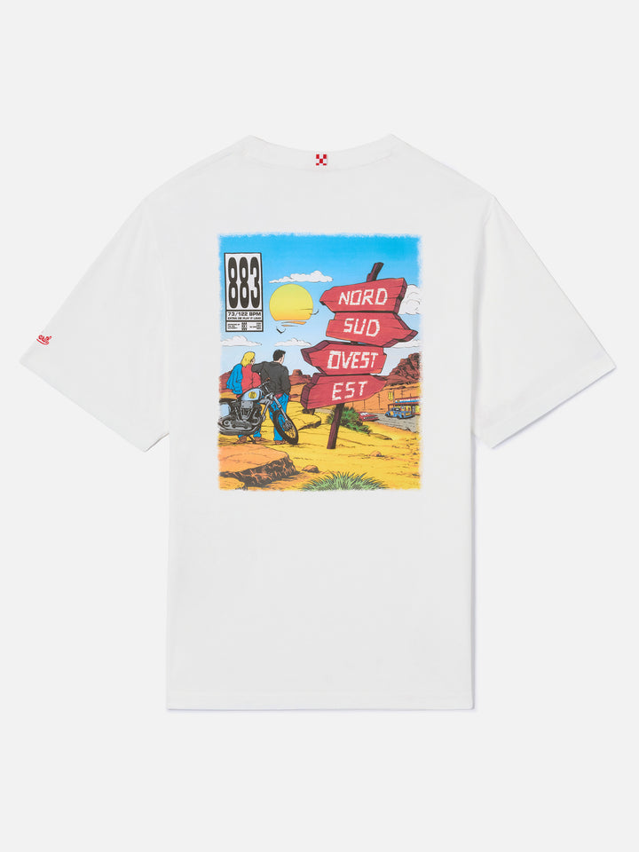 T-shirt portland bianca con grafica Nord Sud Ovest Est | 883 SPECIAL EDITION