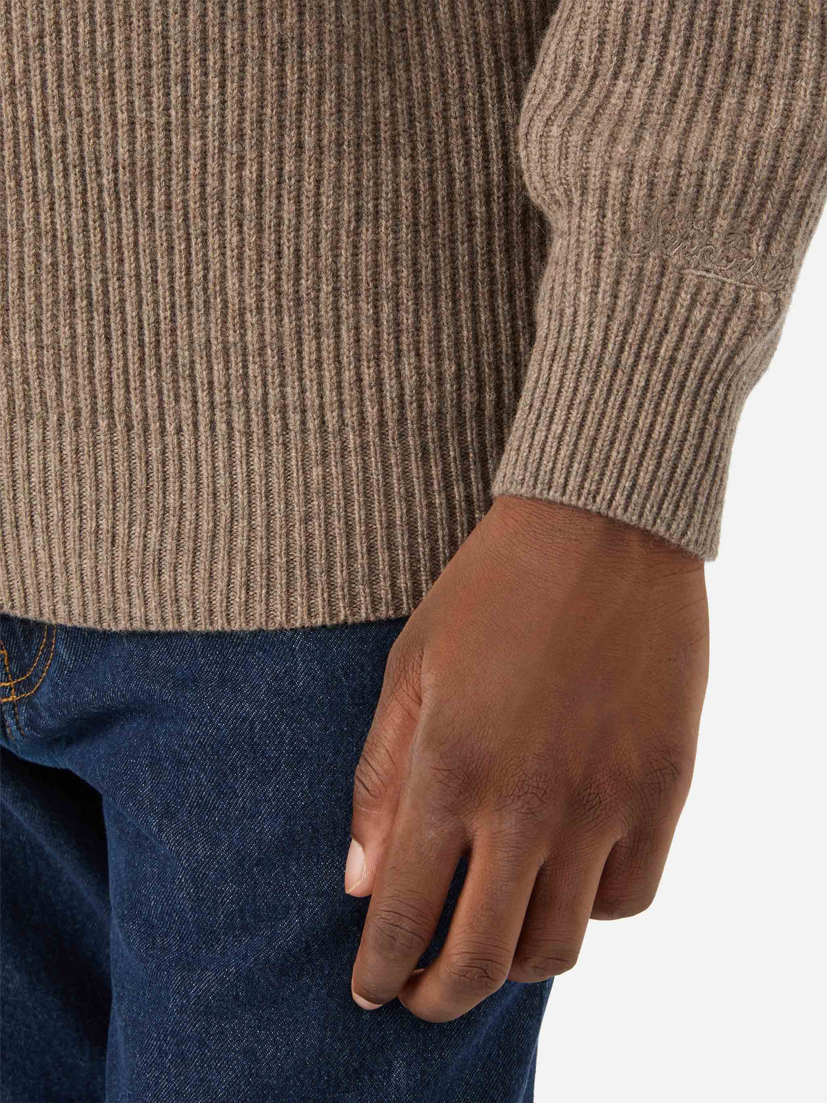 Cardigan en maille de laine Preston beige avec fermeture zippée intégrale 