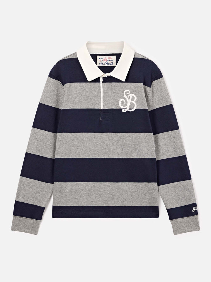 Striped Quarterback cotton rugby polo with back Mickey Mouse print | Special edition
