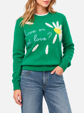 Nuevo jersey cepillado verde New Queen con bordado Love or not 
