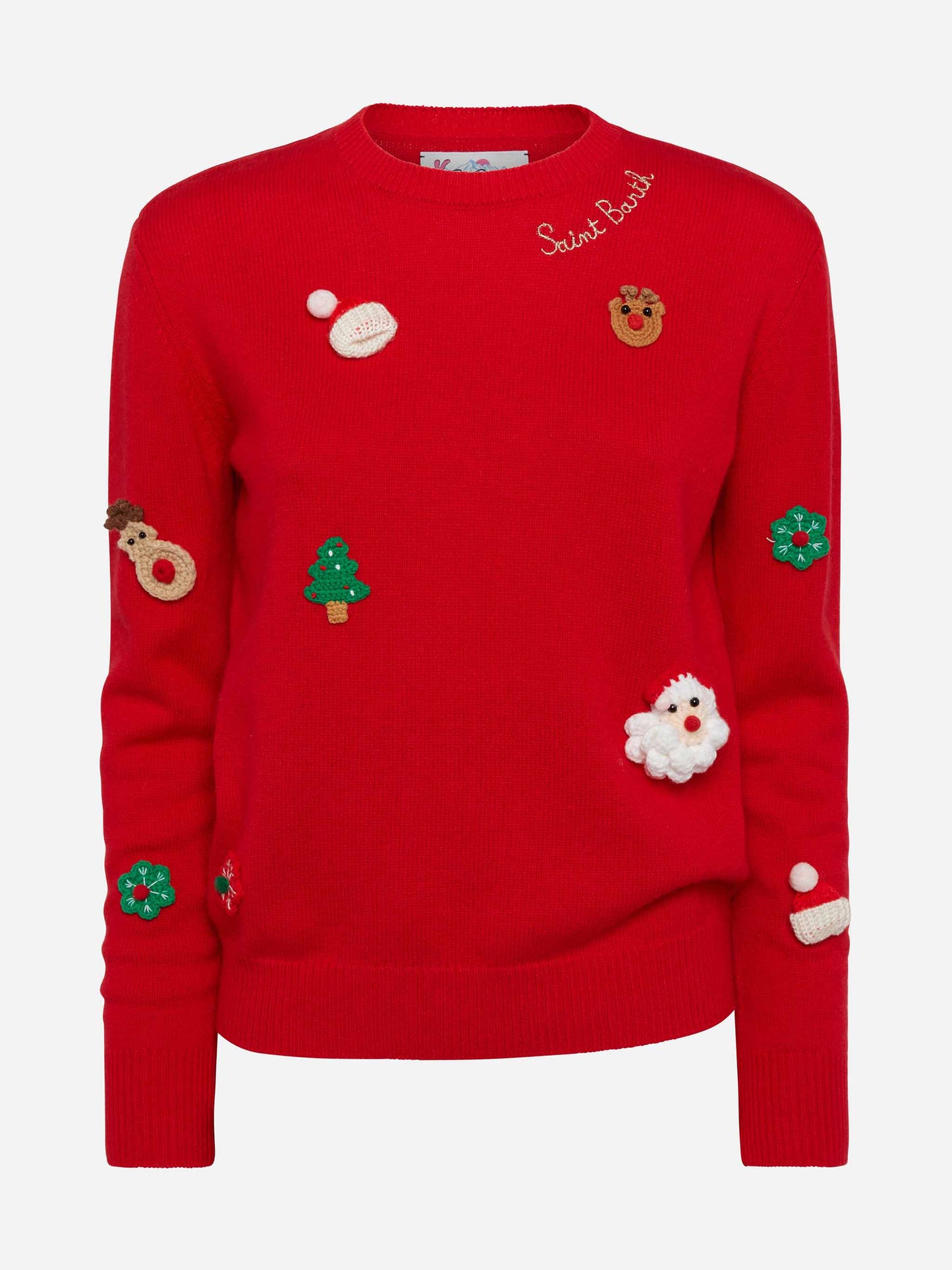 Woman brushed sweater with Christmas patches appliquèe - MC2 Saint Barth