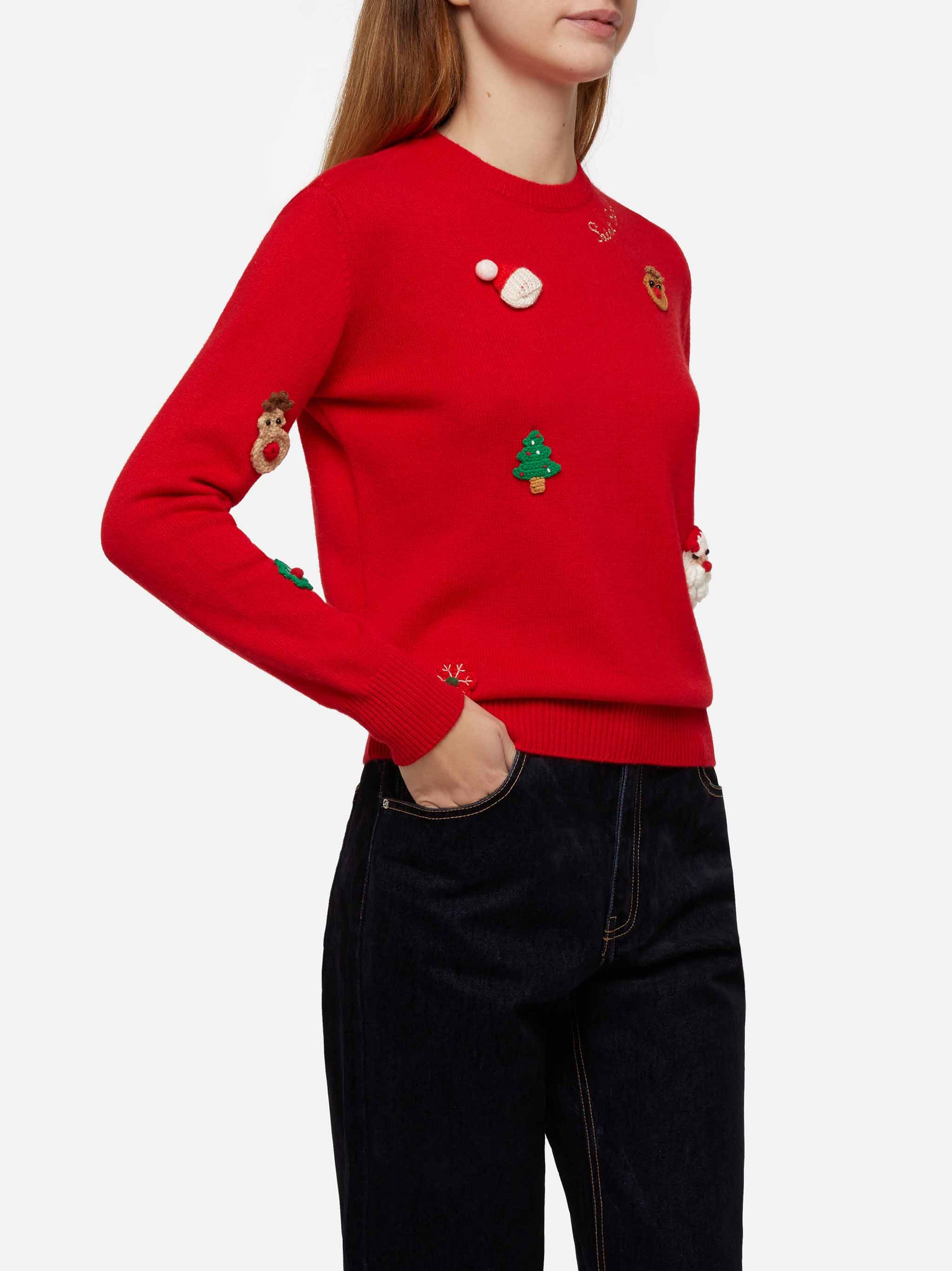 Woman brushed sweater with Christmas patches appliquèe - MC2 Saint Barth