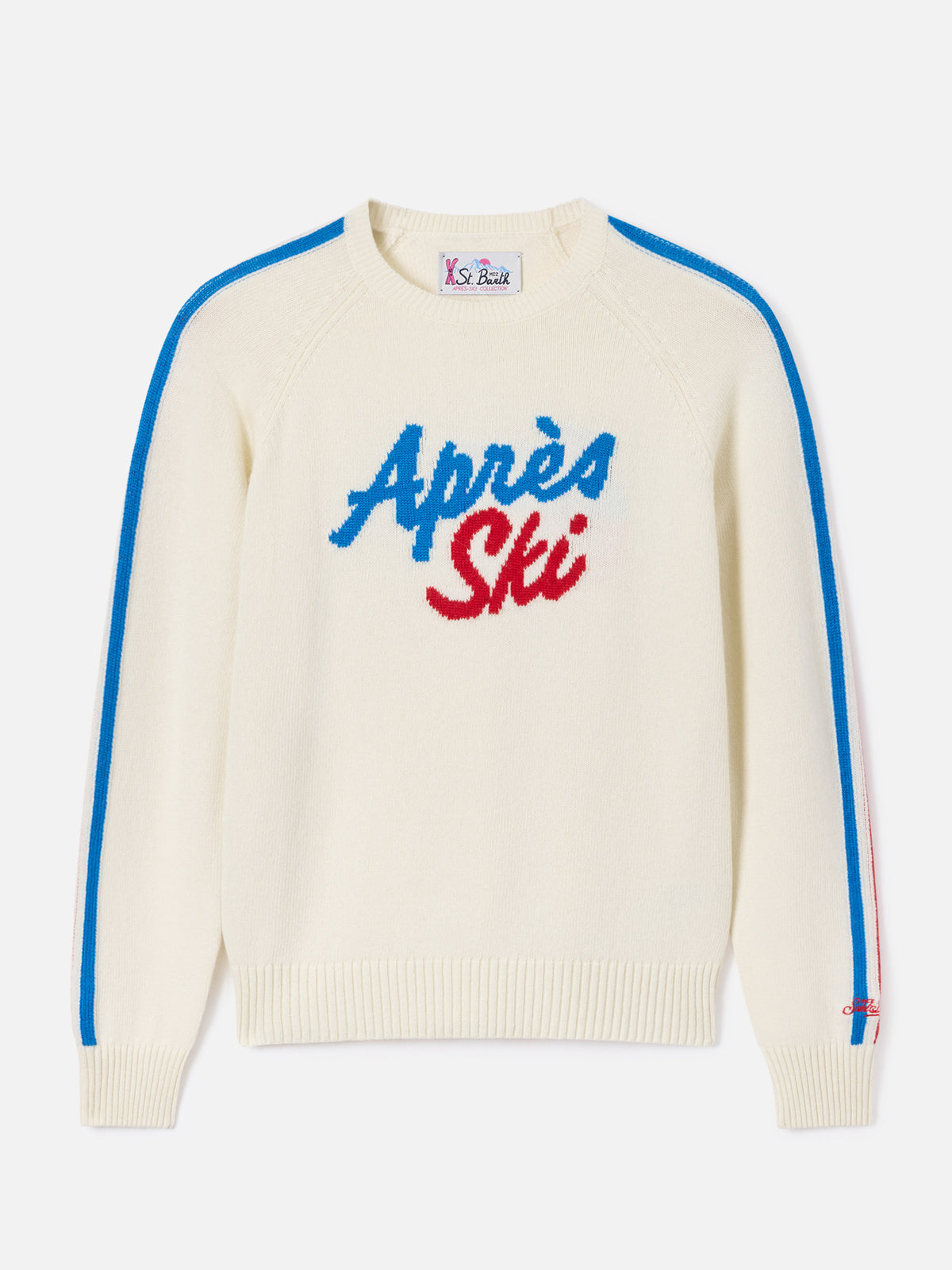 Pull col rond en maille New Queen blanc cassé avec broderie Après Ski 