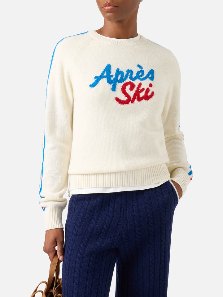 Off white New Queen crewneck knit with Après Ski embroidery