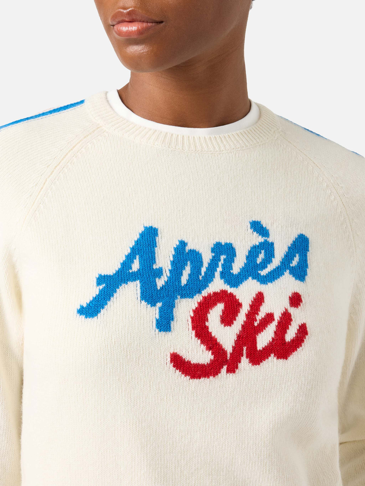 Off white New Queen crewneck knit with Après Ski embroidery