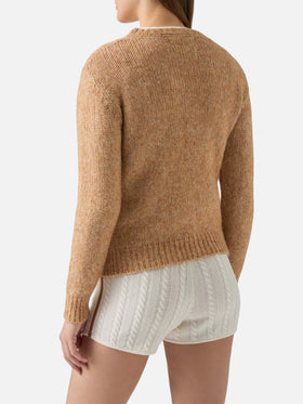 Girocollo New Queen in misto alpaca beige