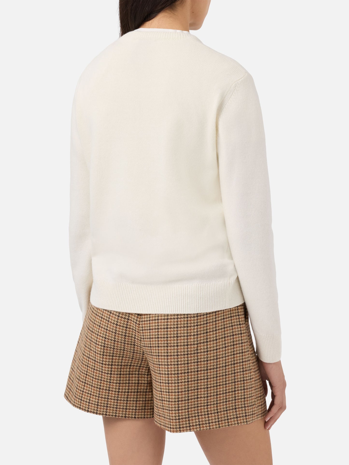 Girocollo New Queen in misto cashmere bianco con jacquard Vacanze di Natale | VACANZE DI NATALE SPECIAL EDITION