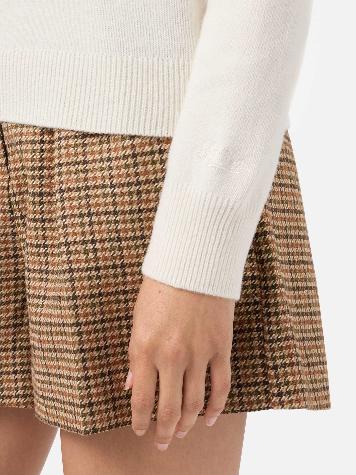 Girocollo New Queen in misto cashmere bianco con jacquard Vacanze di Natale | VACANZE DI NATALE SPECIAL EDITION