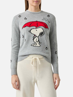 Girocollo New Queen grigio con jacquard e ricamo Snoopy | SPECIAL EDITION PEANUTS