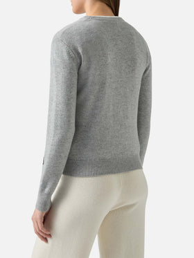 Girocollo New Queen grigio con jacquard e ricamo Snoopy | SPECIAL EDITION PEANUTS