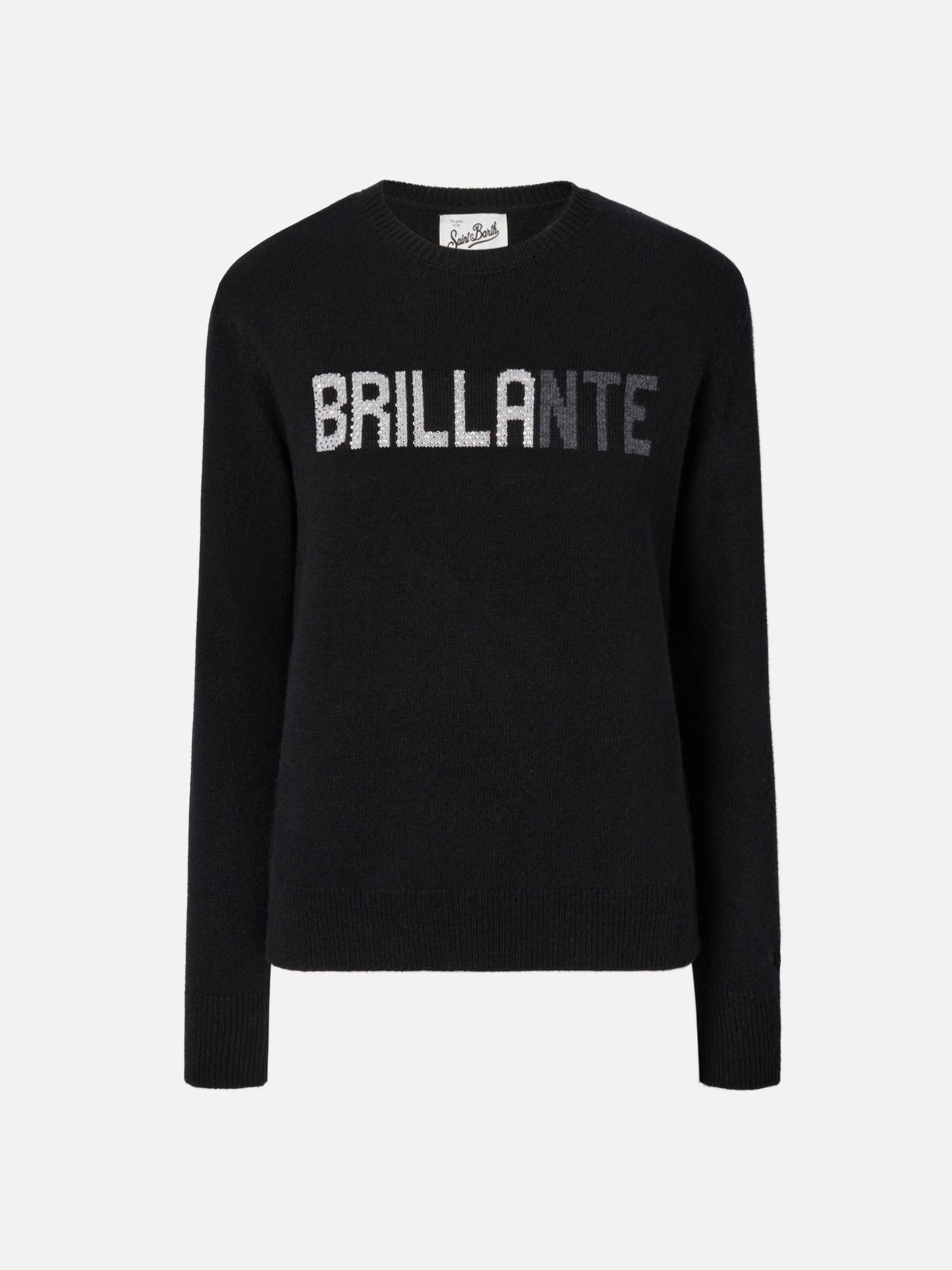 Neuer Queen-Pullover aus Kaschmirmischung in Schwarz mit Brillante-Strassapplikationen