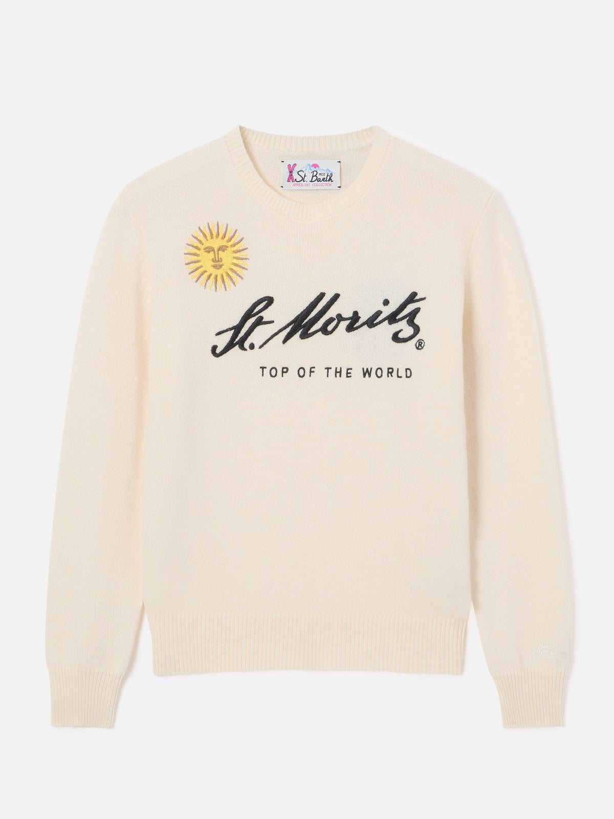 Off-white New Queen Rundhals-Strickpullover mit St. Moritz Stickerei | Special edition 