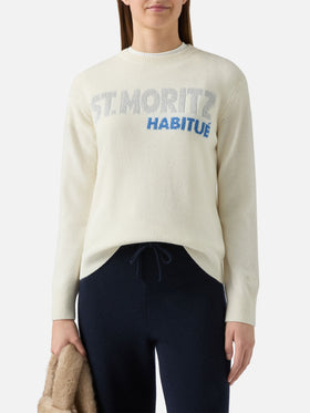 New Queen crewneck with St. Moritz habituè lurex jacquard