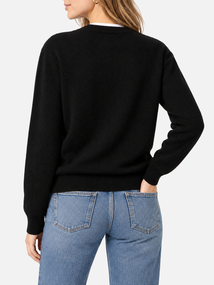 Maglione New Queen nero con logo in spugna