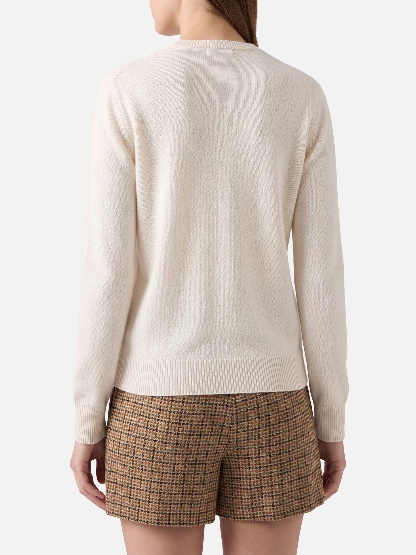 New Queen crewneck in white with Minnie and Mickey jacquard | DISNEY SPECIAL EDITION