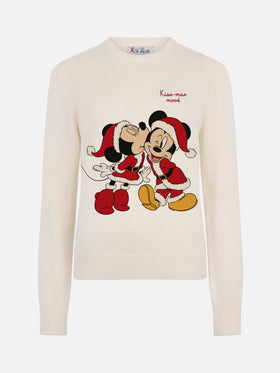 Neues Queen-Rundhalsband in Weiß mit Minnie- und Mickey-Jacquardmuster | DISNEY SPECIAL EDITION