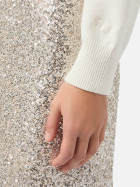 New Queen cashmere-blend crewneck in white with Vacanze di Natale jacquard | VACANZE DI NATALE SPECIAL EDITION